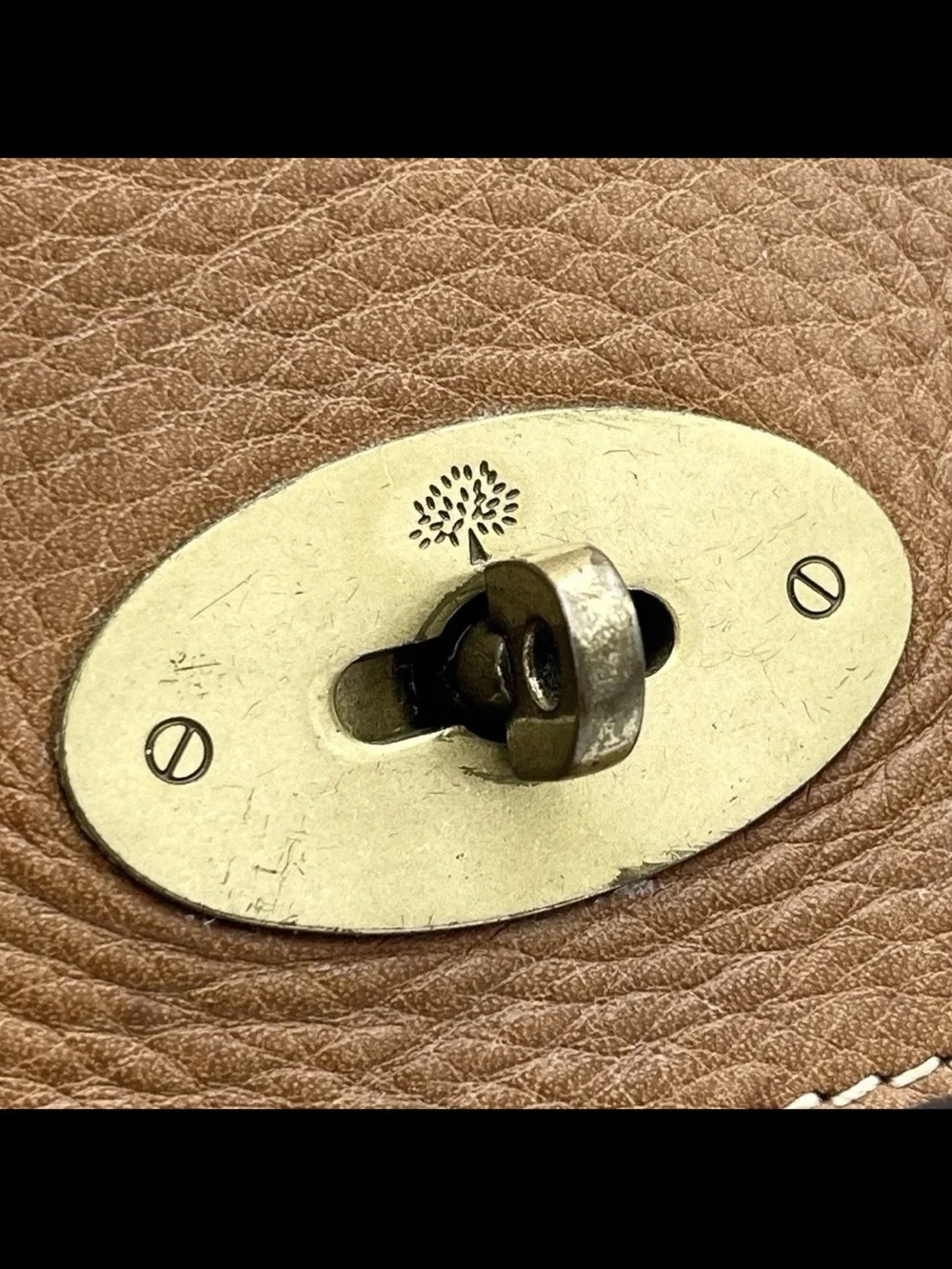 Mulberry Brown Leather Messenger Bag with Dark Brown Strap